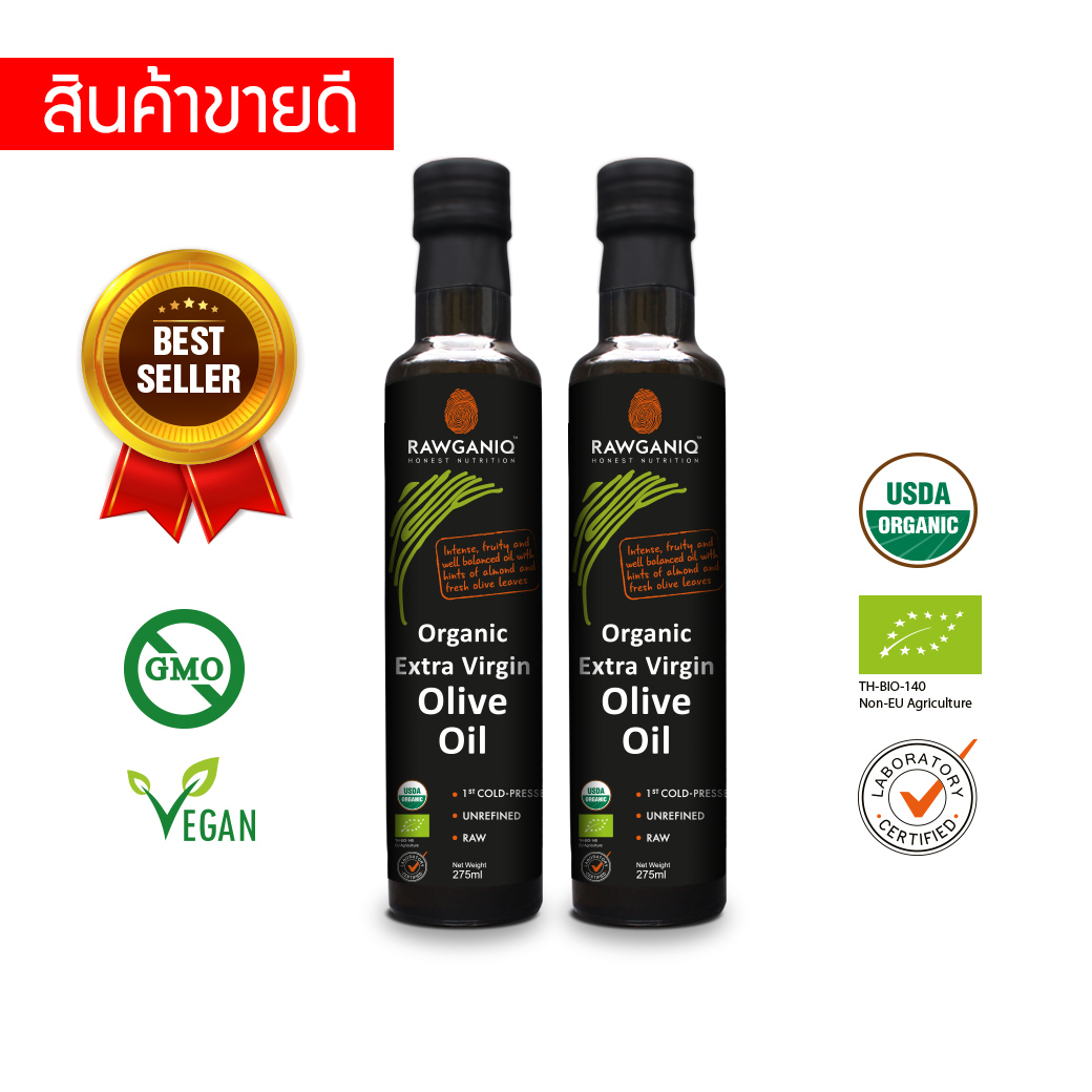 (Pack of 2) Organic Extra Virgin Olive Oil, 1St Cold Pressed, Unrefined, Non-Gmo 275ml. ราคา 774 บาท*ส่งฟรี
