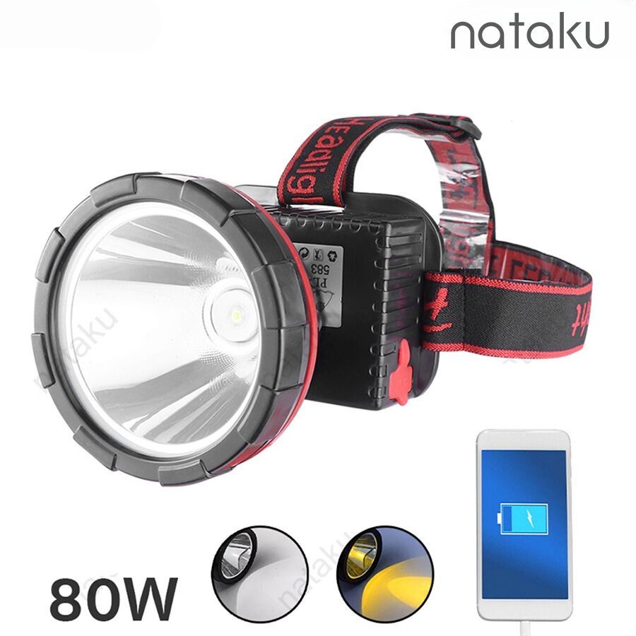 Nataku ไฟฉายคาดศีรษะ LED ไฟฉายคาดหัว ไฟฉายคาดหัวแรงสูง ไฟส่องกบหาปลา กรีดยาง หน้าจอ LCD ปรับระดับได้ ชาร์จมือถือได้ ใช้งานได้ถึง 7 ชั่วโมง ราคา 339 บาท*ส่งฟรี
