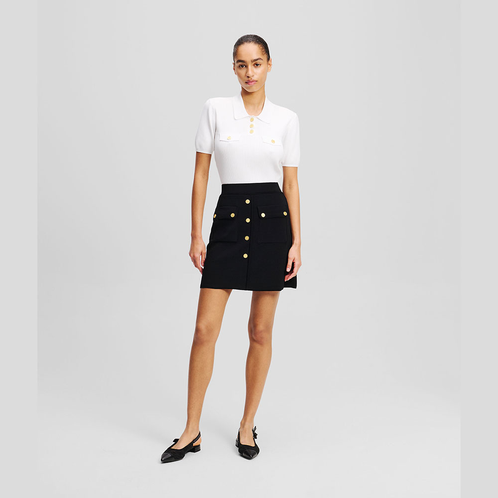 KARL LAGERFELD - BUTTON-DETAIL SKIRT ราคา 6,300 บาท*ส่งฟรี