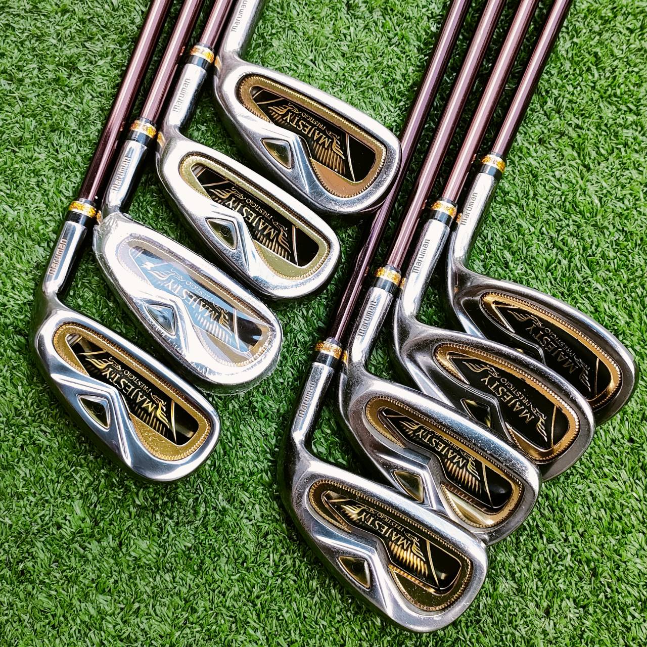 [ผ่อน] ชุดเหล็ก Maruman Majesty Prestigio Gold PREMIUM สุดยอดของสุดยอดพรีเมี่ยม Majesty Of The Majesty รุ่นท๊อปสุด หน้าเด้ง ตีไกลมาก ของใหม่ 2 แสนบาท ไม้กอล์ฟพรีเมี่ยมมือสองญี่ปุ่น ของแท้ ราคา 48,899 บาท*ส่งฟรี