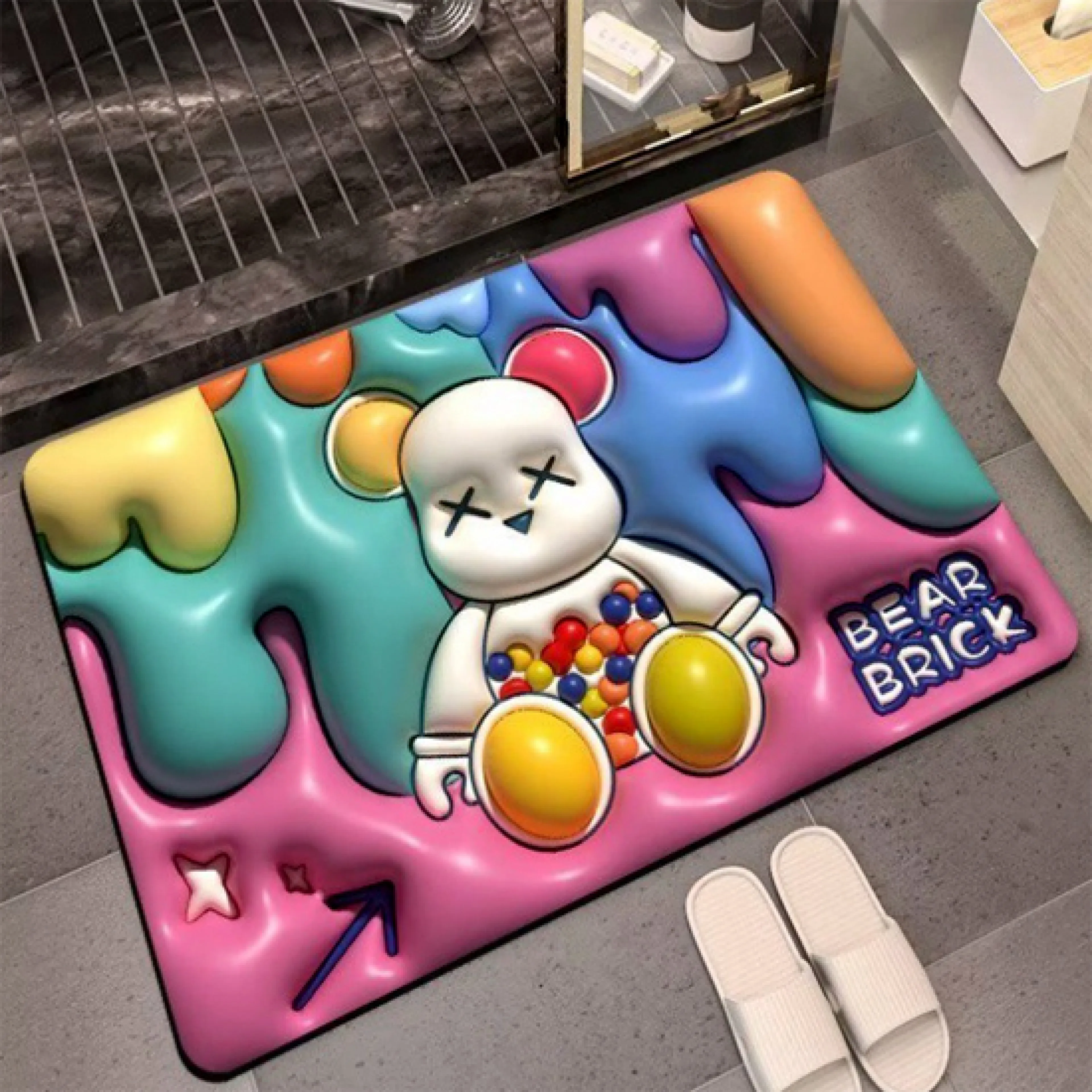Home_Sick 3D Carpet, Doormat, Bathroom Doormat, Absorbs Water Well, Has Anti-Slip Rubber 1698