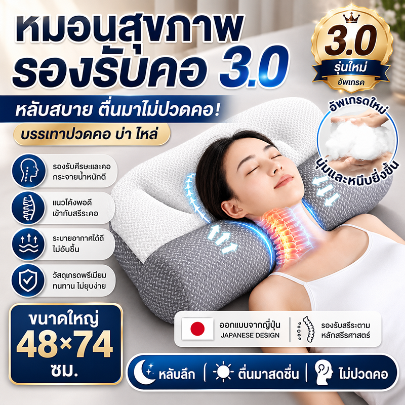รูปสินค้า Sleep Comfortably and Wake up Without Neck Pain. Health Pillow with a Soft 3D Touch to Relieve Neck Pain. Organize the S