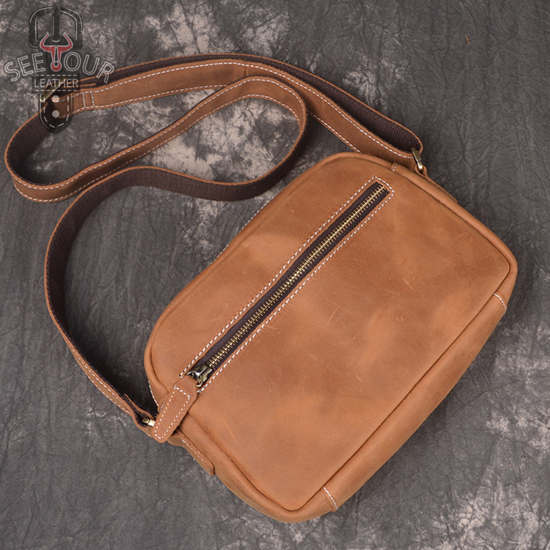 รูปภาพของ [หนังแท้100%] [ส่งฟรี] กระเป๋าสะพายข้างผู้ชาย หนังนูบัค RV-6324B สีน้ำตาล จัดส่งใน1วัน เก็บปลายทางได้ รับประกันของแท้ กระเป๋าสะพายข้าง กระเป๋าหนังแท้ See Your Leather