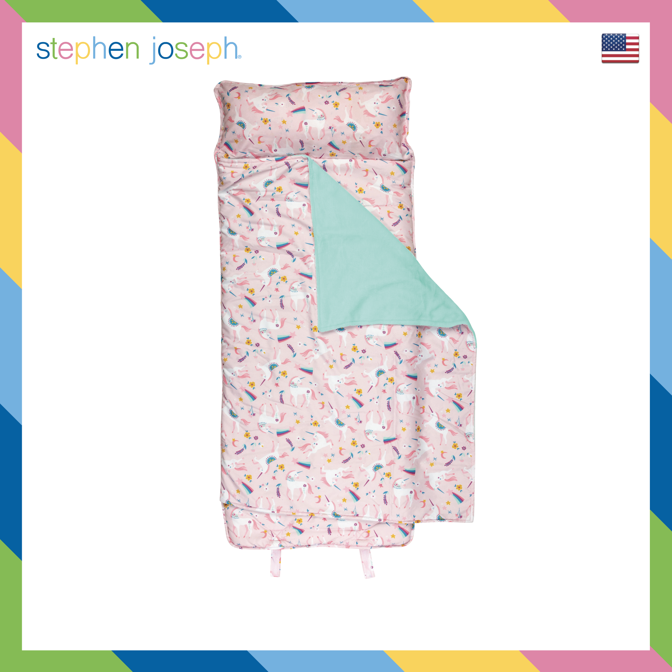 Stephen Joseph Portable Children's Mattress Popular from America Free Name Stickers Included All over Print Nap Mat Unicorn to Match with Your Backpack. Can Be Folded into a Bag. ราคา 2,195 บาท*ส่งฟรี