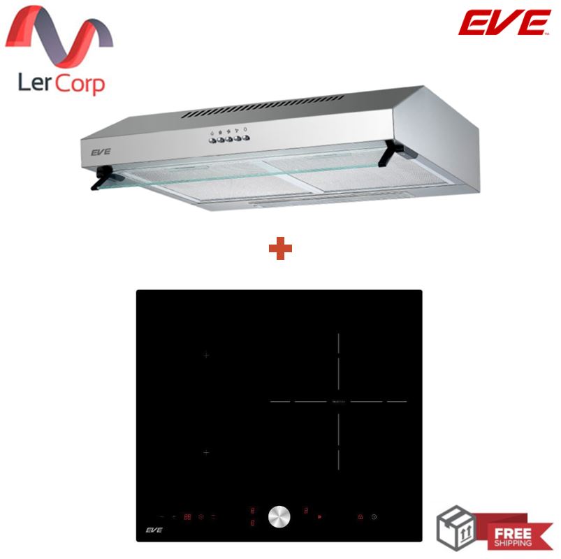 (EVE) เครื่องดูดควันแบบมาตรฐาน HF-HSM102AT-60 + เตาฝังอินดักชั่น 3 หัว induction HB60-1FZ1RIND/KTC ราคา 20,990 บาท*ส่งฟรี