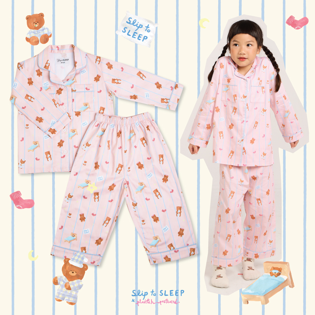 SliptoSleep - Teddy Family Kid Long Set [Thai designer] ชุดนอนเด็ก