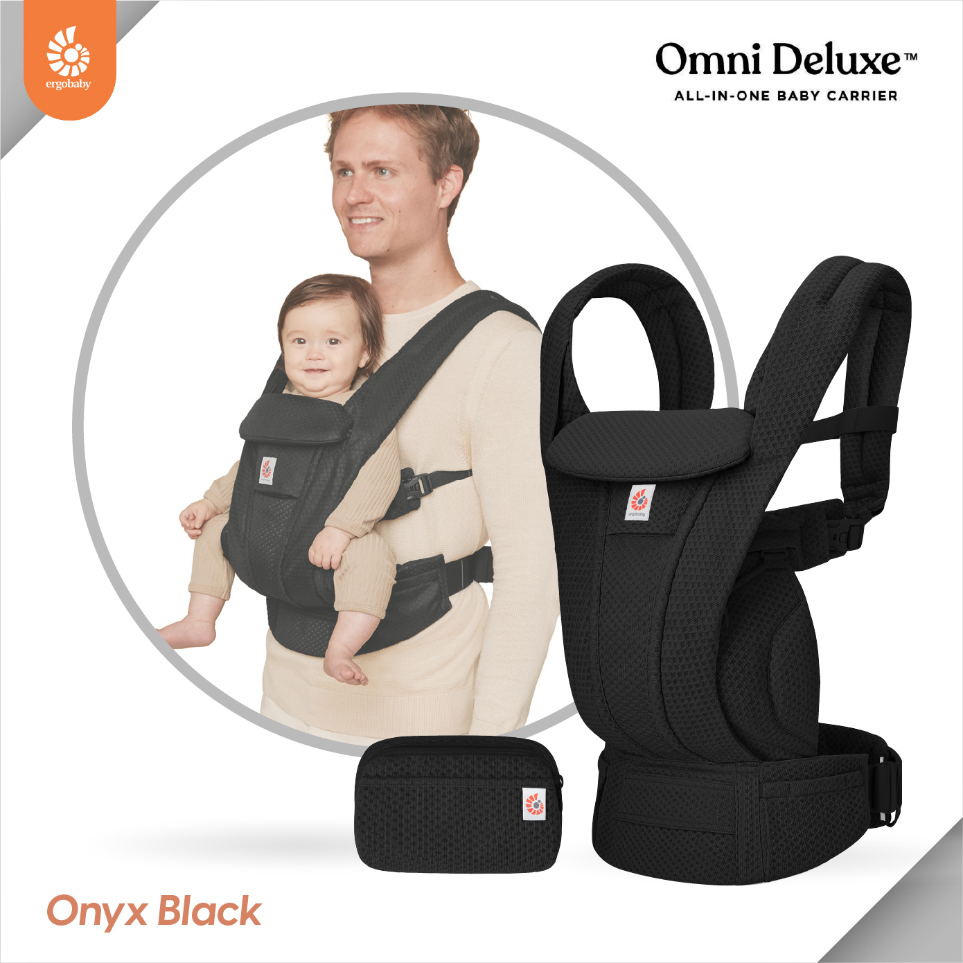 ผลิตภัณฑ์แม่และเด็ก Ergobaby เป้อุ้ม รุ่น Omni Deluxe Mesh - Onyx Black สำหรับเด็ก 0-48 เดือน รุ่นใหม่ล่าสุด รองรับทารกแรกเกิดโดยไม่ต้องเสริมฟองน้ำ ปรับได้ 4 ตำแหน่ง ระบายอากาศได้ดี รองรับหลังและสะโพก สวมใส่สบายตลอดทั้งวัน ราคา 14,850 บาท*ส่งฟรี
