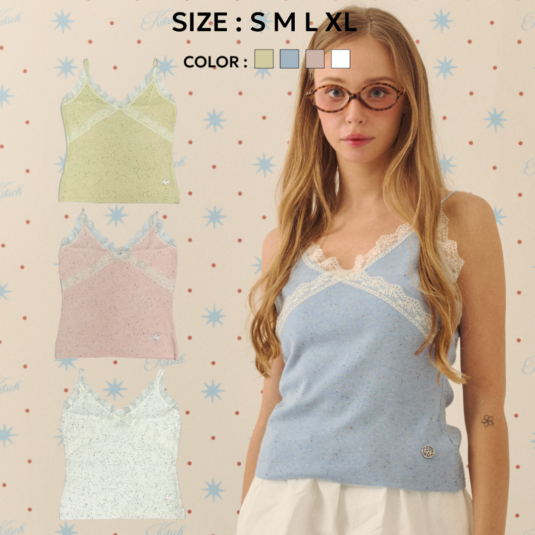 Bemingtop897(S-XL)-DREAMY LACE CAMI เสื้อสายเดี่ยวลูกไม้ คอวีแต่งขอบลูกไม้เพิ่มความหวาน ราคา 321 บาท*ส่งฟรี