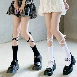 สินค้า [ส่งเร็วพิเศษ!] ถุงน่องยาวถึงเข่า ผ้าฝ้าย สีขาว สไตล์ญี่ปุ่น โลลิต้า สําหรับผู้หญิง ถุงเท้าผู้หญิงทันสมัย