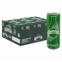 Perrier Can Original 250 ml. 30 can เปอริเอ้น้ำแร่ธรรมชาติชนิดมีฟองแบบกระป๋อง 250 มล. 30 กระป๋อง