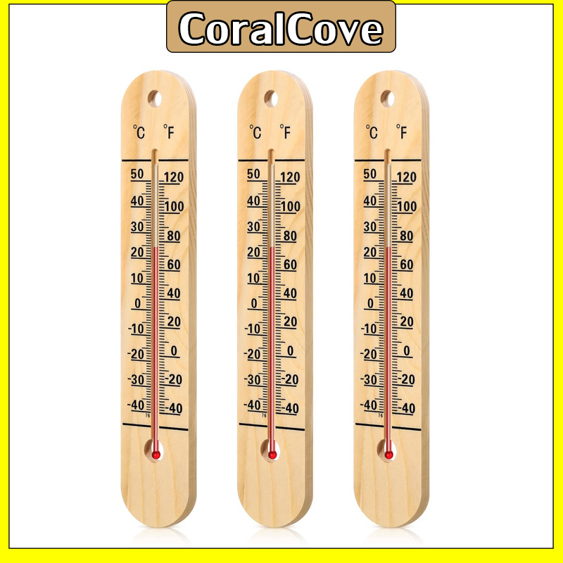 CoralCove เทอร์โมมิเตอร์ เทอร์โมมิเตอร์ไม้ ปรอท ปรอทวัดอุณหภูมิ เครื่องวัดอุณหภูมิ Thermometer แบบติดผนัง สำหรับห้อง ตู้ฟักไข่ไก่ ห้องทำงาน ราคา 47 บาท*ส่งฟรี