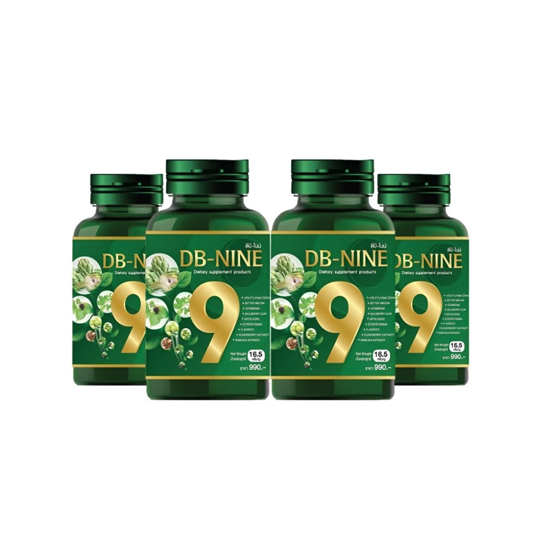 (4 กระปุก) DB-NINE ดีบี-ไนน์ อาหารเสริมบำรุงร่างกาย ช่วยลดความดัน สกัดจากสมุนไพร 9 ชนิด ขนาด 30 แคปซูล ราคา 1,290 บาท*ส่งฟรี