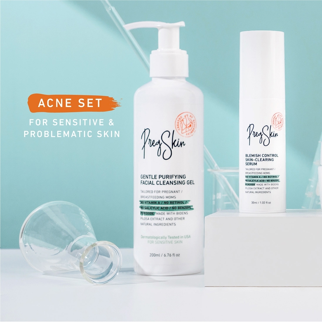PregSkin Acne Set (Cleansing Gel, Serum) เซ็ตผลิตภัณฑ์บำรุงผิวหน้าคุณแม่ตั้งครรภ์และให้นมบุตร ราคา 2,800 บาท*ส่งฟรี
