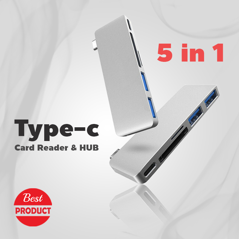 5 In1 USB C 3.1 Type C Hub Power Delivery PD-Power High Speed USB 3.0 Combo Splitter SD/TF Card Reader For Dell MacBook