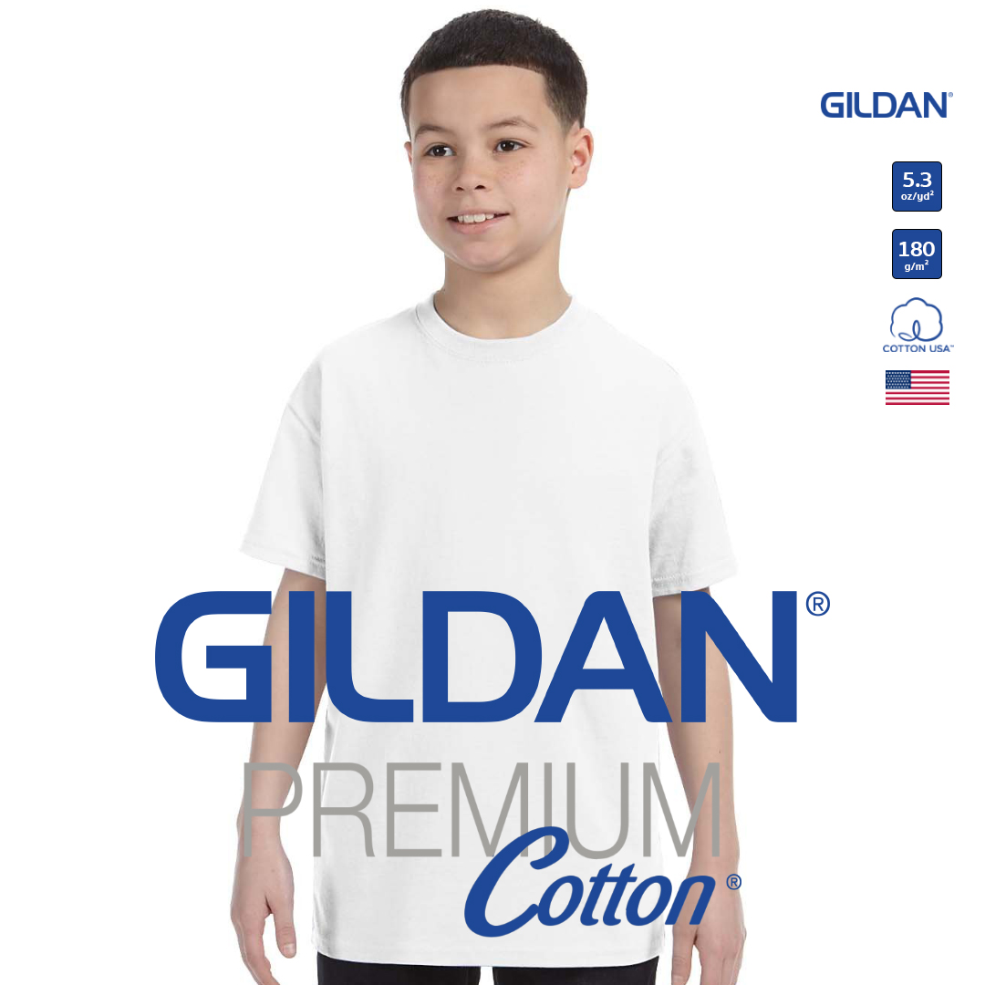 GILDAN® Premium Cotton Kid T-Shirt - White 30N ราคา 171 บาท*ส่งฟรี