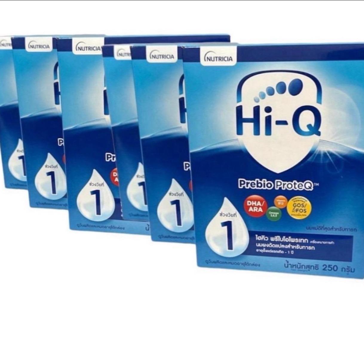Hi-Q Prebio ProteQ1 นิวทริเซีย ไฮคิว พรีไบโอโพรเทก นมผง สูตรต่อเนื่องสำหรับทารก ช่วงวัยที่ 1ขนาด 250 กรัมจำนวน 6 กล่อง รวม 1500 กรัม ราคา 1,069 บาท*ส่งฟรี
