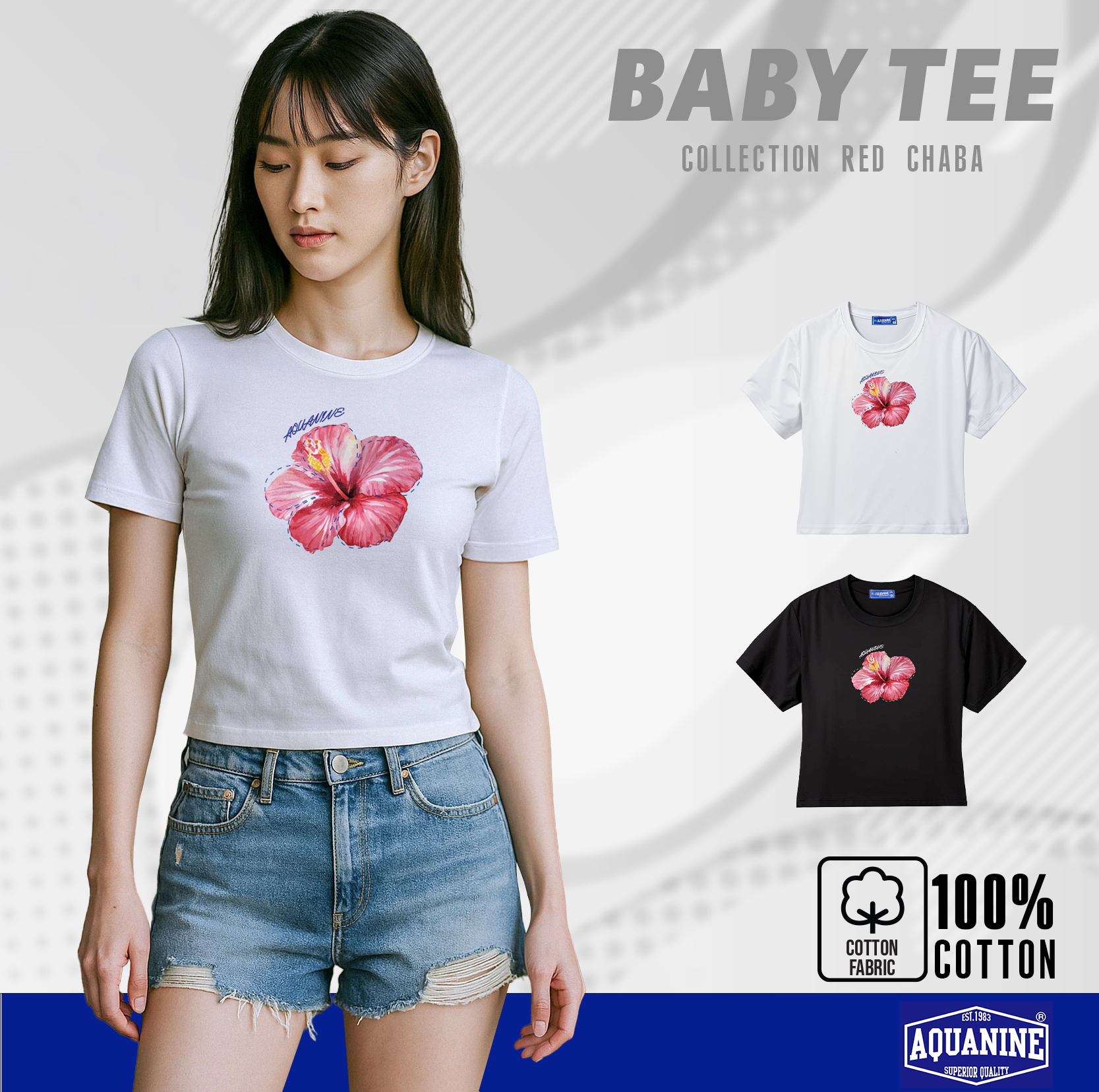 AQUANINE เสื้อBABY TEE เสื้อยืดผู้หญิง รุ่น Red Chaba เสื้อยืดคอกลม มินิมอล ลิขสิทธิ์แท้ ราคา 194 บาท*ส่งฟรี
