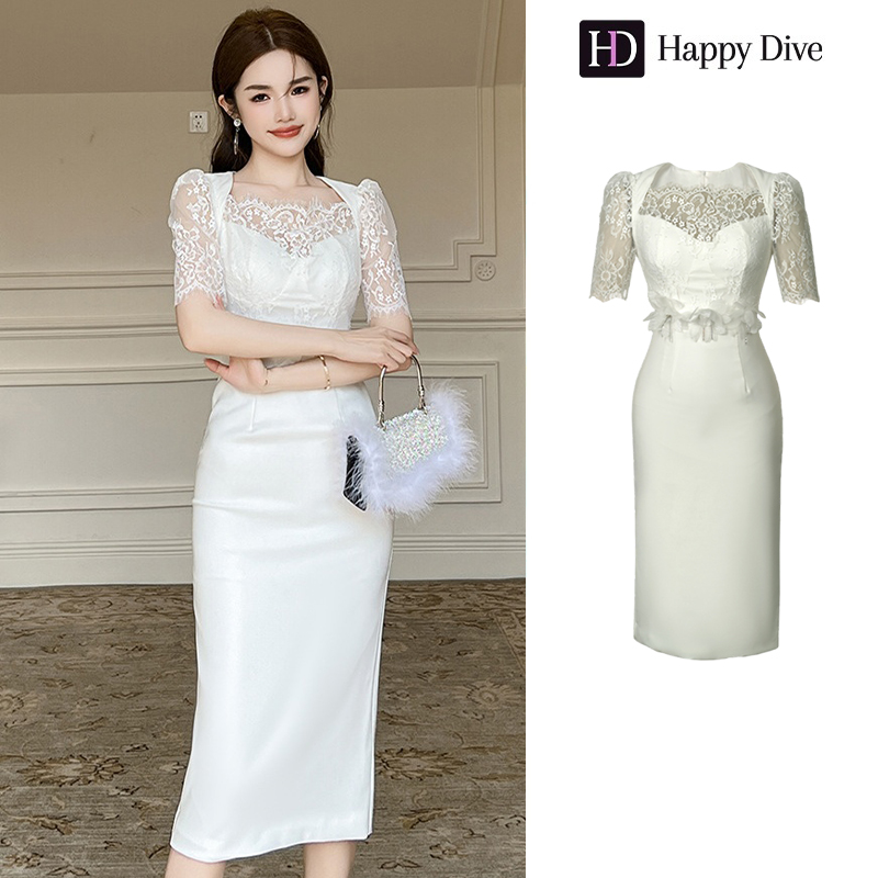 Happy Diva เดรสผู้หญิง เดรสสีขาว เดรสลูกไม้ เดรสคอเหลี่ยม เดรสทำงาน ชุดราตรี เดรสไฮโซ เดรสออกงาน เดรสไปงานแต่ง เดรสเซ็กซี่ 20372 ราคา 1,779 บาท*ส่งฟรี