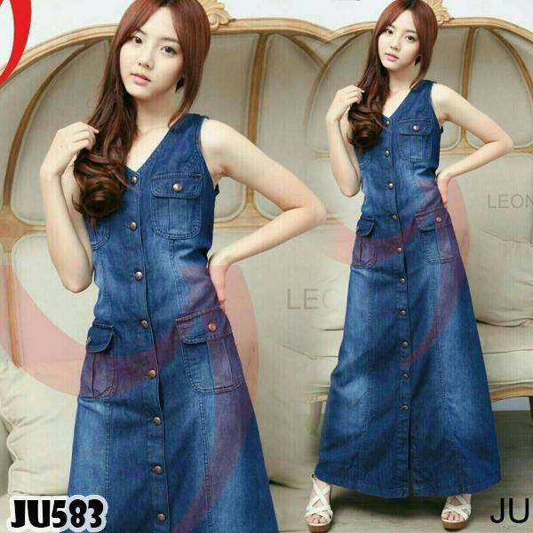 ชุดเดรสยีนส์ dress jeans ชุดยีนส์ แม๊กซี่เดรสยีนส์ เดรสยีนส์ แซกยีนส์ Leonine JU583