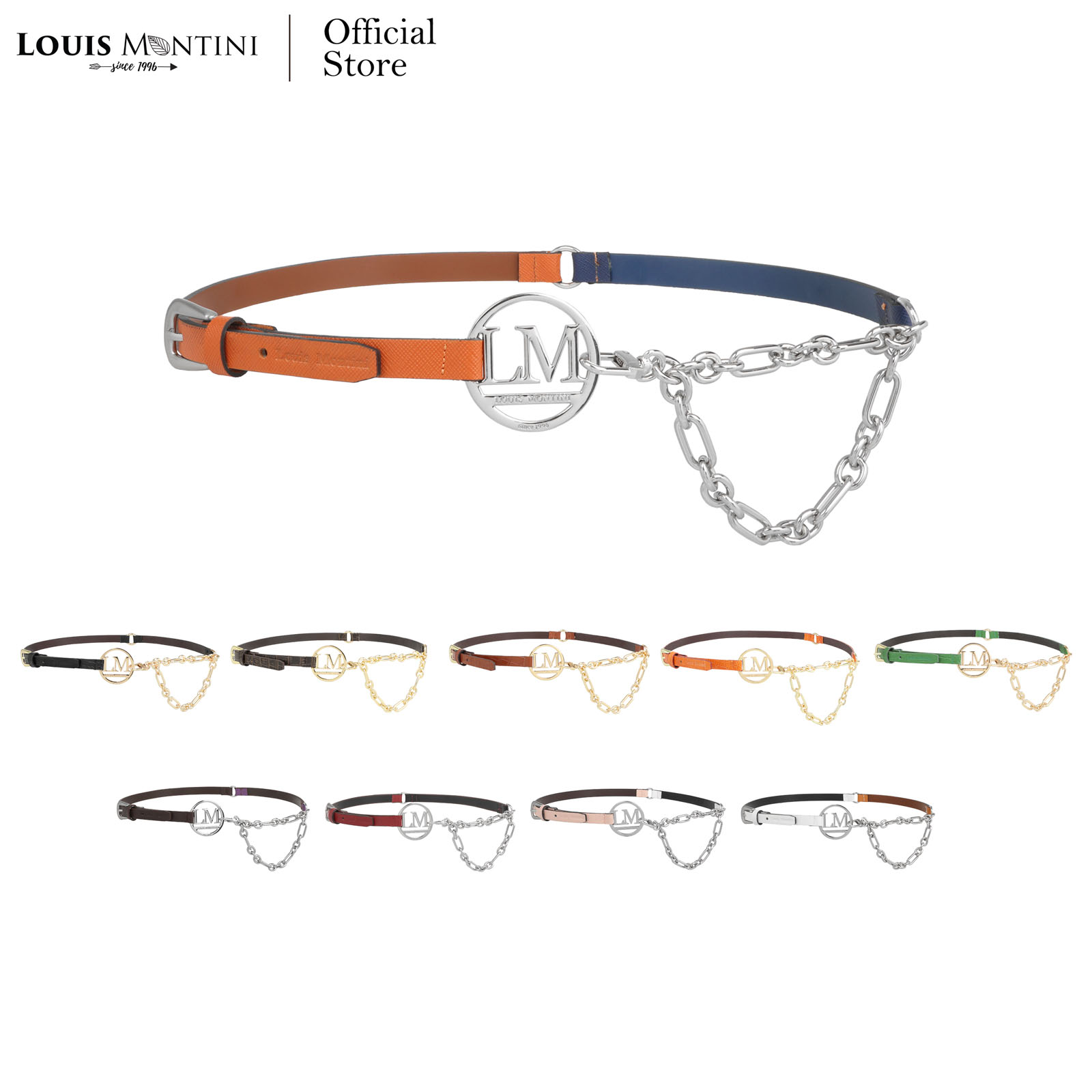 Louis Montini (Femme GRACE) Genuine cow leather belts with chain MGW135 ราคา 279 บาท*ส่งฟรี