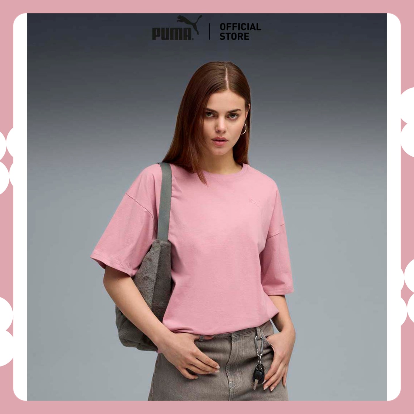 PUMA Basics HER Oversized Tee Women Pink - 68814865 ราคา 792 บาท*ส่งฟรี