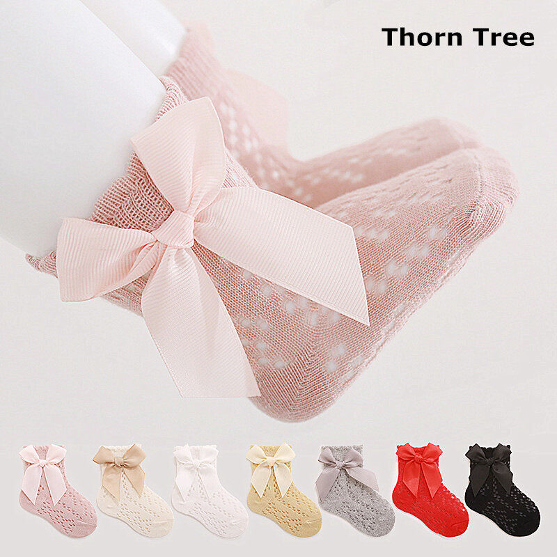 Thorn Tree Toddler Girls Ankle Socks Mesh Breathable Bow Princess Socks