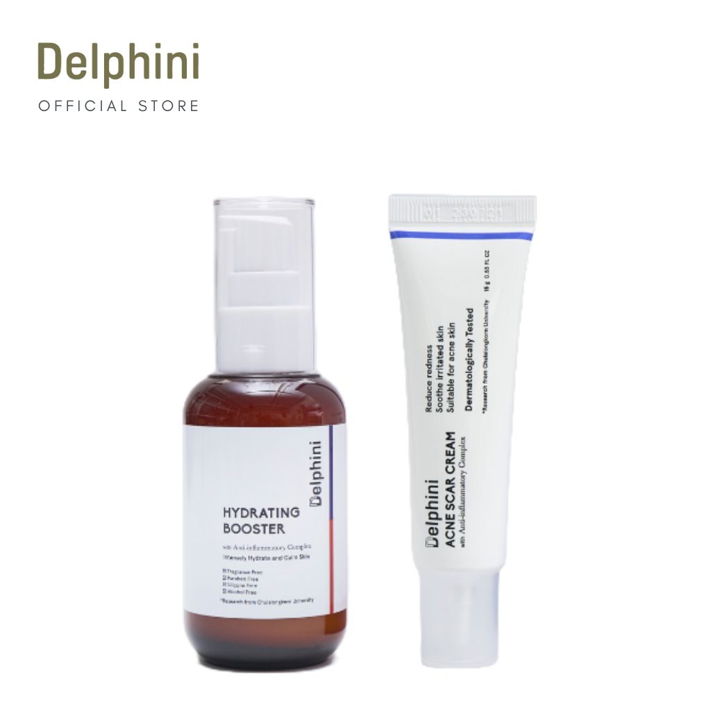 Spot-Reducing Set : Delphini Acne Scar Cream and Delphini Hydrating Booster ราคา 1,290 บาท*ส่งฟรี