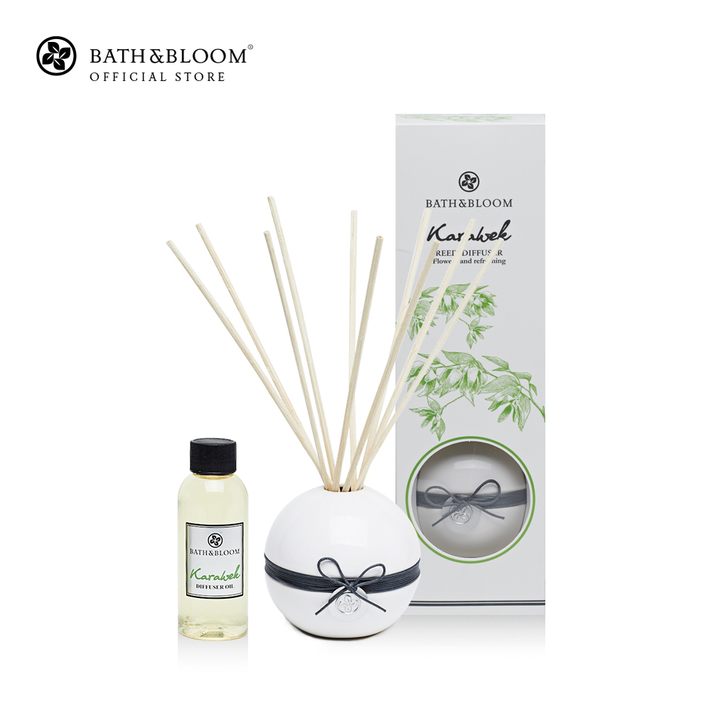 BATH & BLOOM Karawek Diffuser 100 ml. Set บาธ แอนด์ บลูม ชุดไม้หอมอโรม่าปรับอากาศกลิ่นดอกการะเวก 100 มล.+ก้านไม้ ราคา 1,200 บาท*ส่งฟรี
