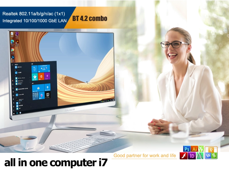 ภาพหน้าปกสินค้าฟรีคีย์บอร์ดไร้สาย ดั้งเดิม 24 Inch all in one computer PC Gaming Desktop Computer quad Intel core i7 DDR4 m.2 SSD 256GB Windows 10 Office ram 8gb ฟรี หูฟังเกมมิ่ง Acer computer pc gaming