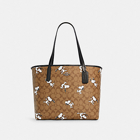 Genuine Coach Shoulder Bag 6160 City Tote Printed Snoopy Peanut Peanut Women's Shoulder Shopping Bag ราคา 6,990 บาท*ส่งฟรี