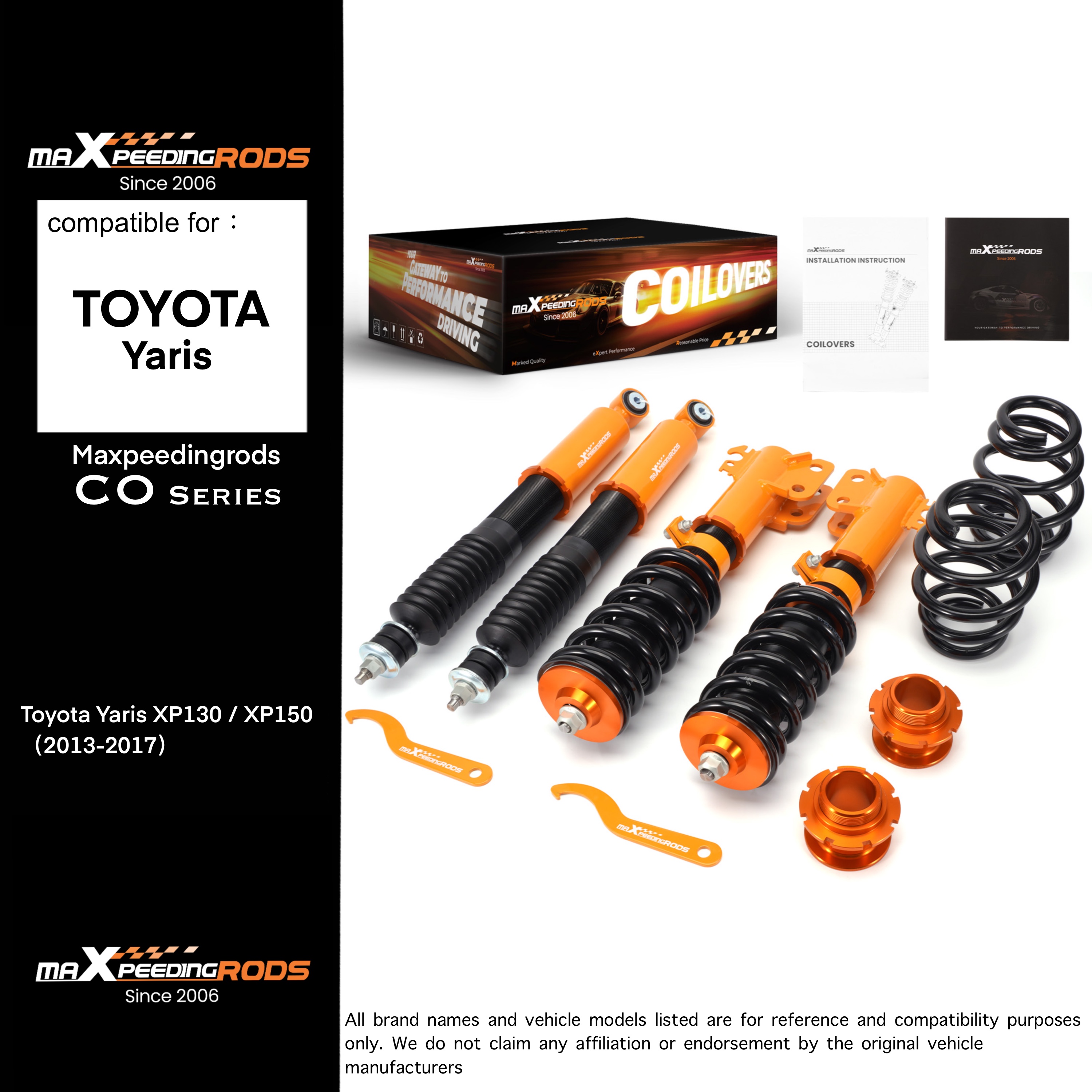 Toyota Yaris Xp130 Coilover Shock Absorbers (Front and Rear) for Xp150 Year 2013-2017. Suspension System, Height Adjustable. ราคา 14,500 บาท*ส่งฟรี