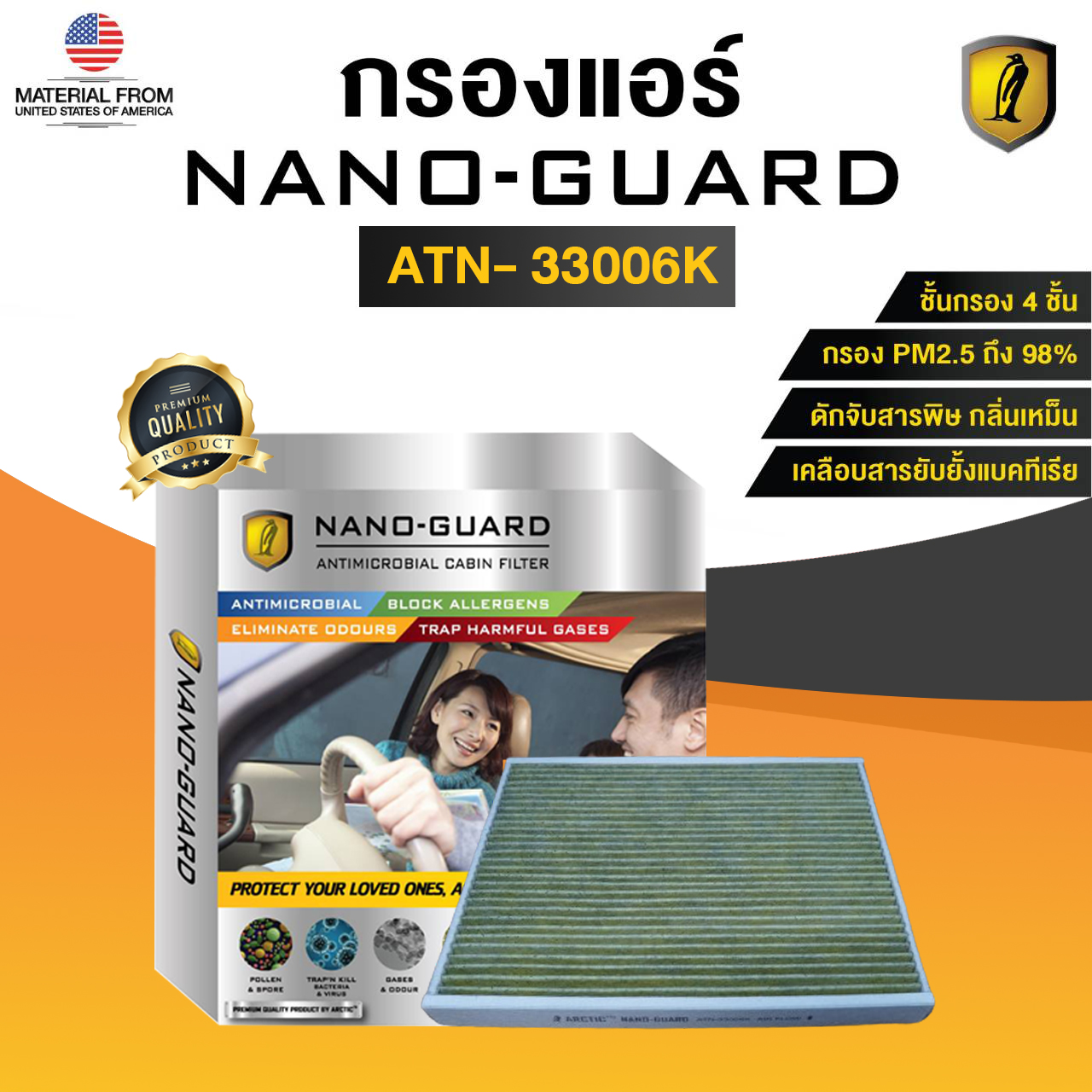 กรองแอร์ ARCTIC สำหรับ BMW iX (ATN-33006K) รุ่น Nano-Guard (ฆ่าเชื้อโรค + ดูดกลิ่นเหม็น + ดักสารก่อภูมิแพ้) ราคา 2,420 บาท*ส่งฟรี