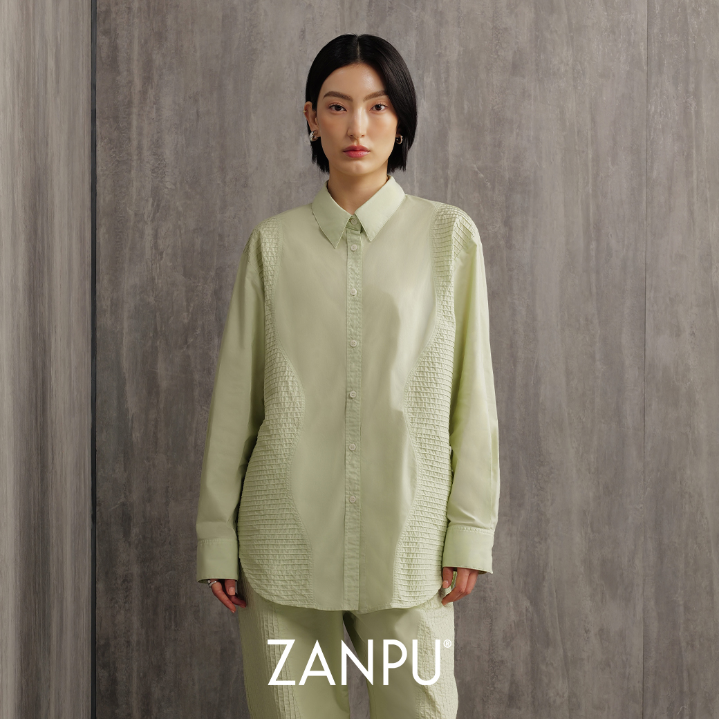 Zanpu Aw26 Curve Pintuck Patchwork Shirt Long Sleeve Shirt Bl-9260710 ราคา 3,990 บาท*ส่งฟรี