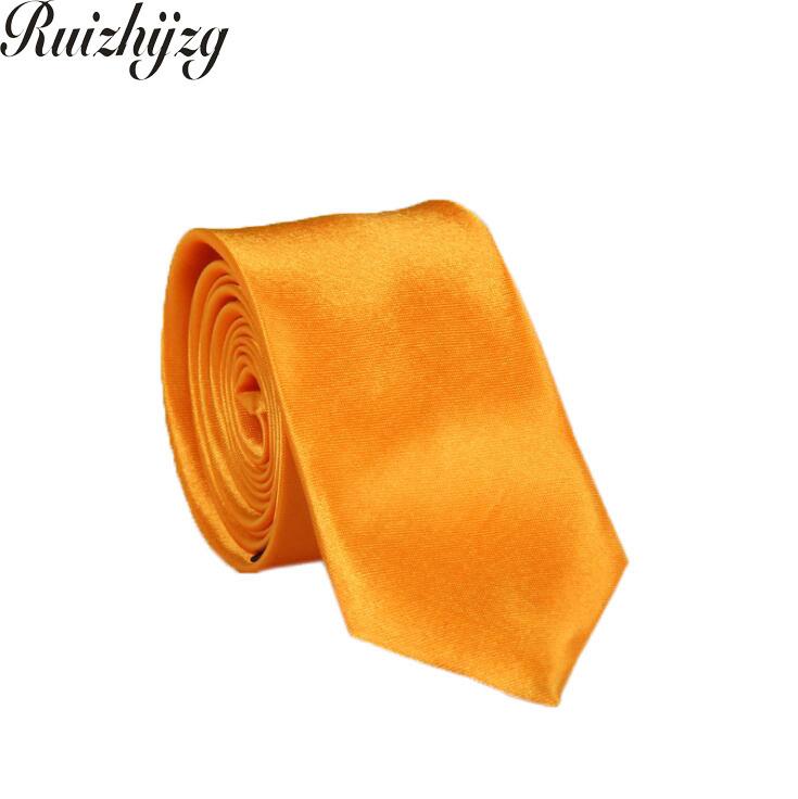 Ruizhijzg Men Slim Skinny Tie Necktie Solid Color Neck Ties Wedding Party Polyester Silk Male Neckties Plain Color
