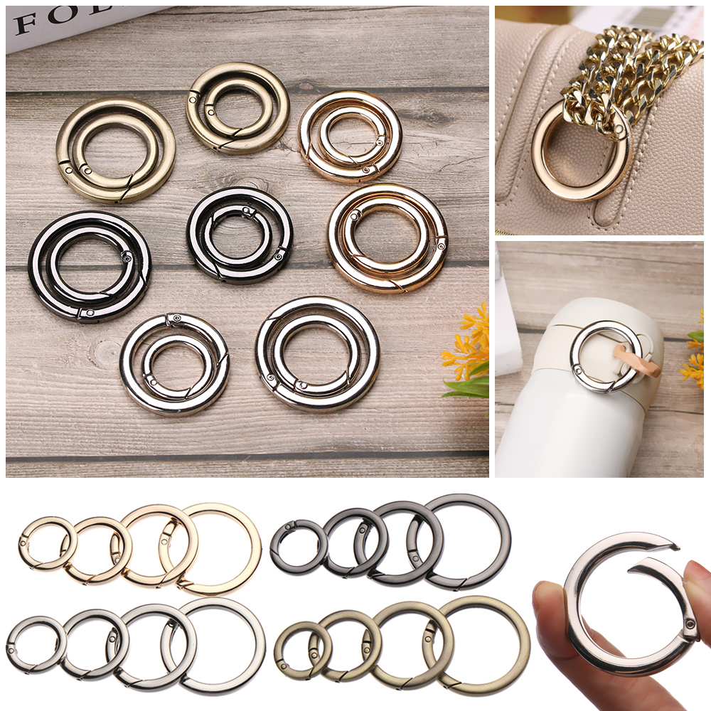 zbrtdr 1 PC สังกะสีอัลลอยด์ชุบประตูฤดูใบไม้ผลิ O-Ring หัวเข็มขัดคลิป Carabiner กระเป๋าถือรอบ Push Trigger Snap Hooks กลางแจ้ง Carabiner