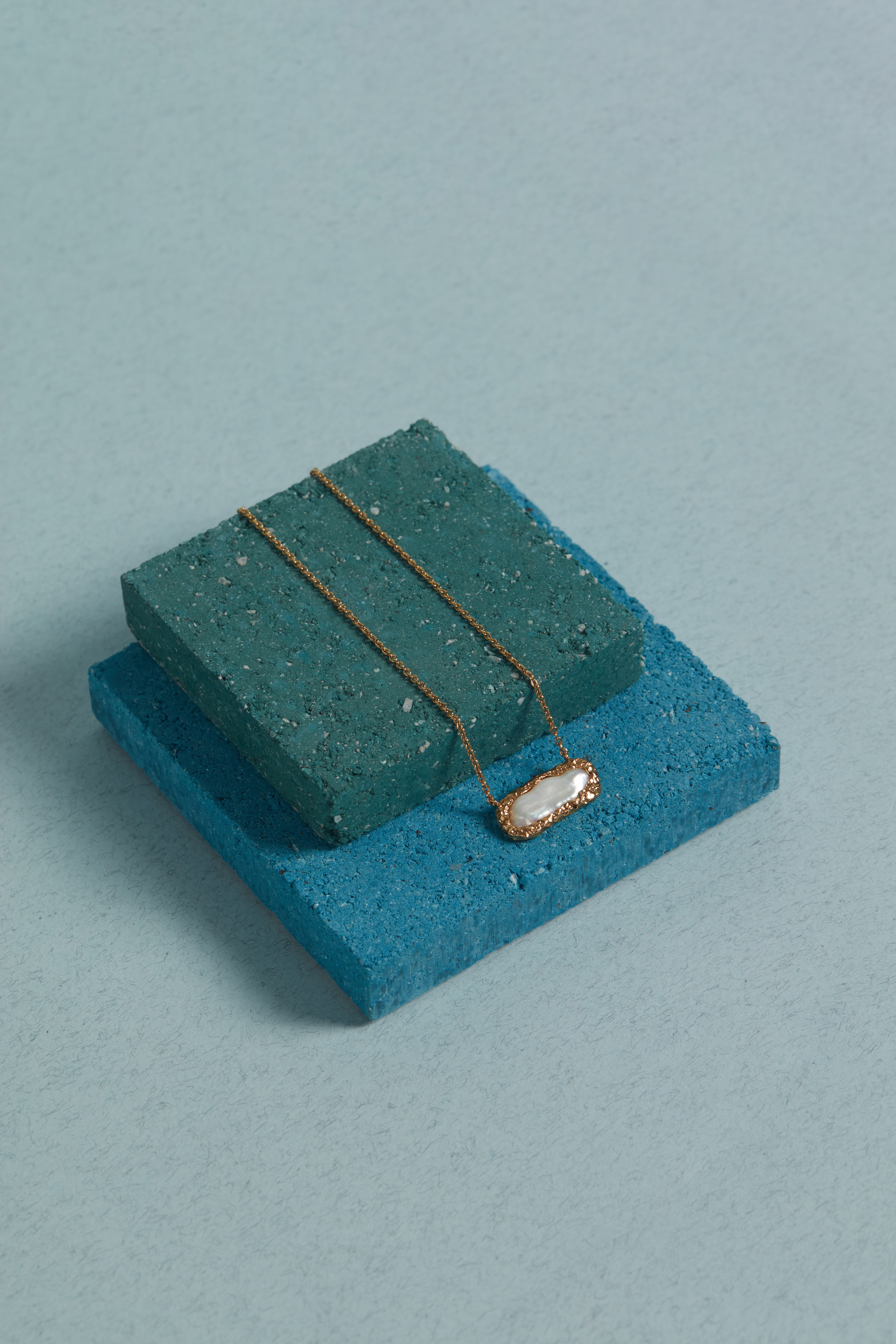 Vetiver Pearl Rectangle Handmade Necklace, Genuine Pearl Necklace, Freshwater Pearl, Natural Pearl, Handmade, 925 Sterling Silver Body, 18K Gold Plated, Fast Delivery. ราคา 3,100 บาท*ส่งฟรี