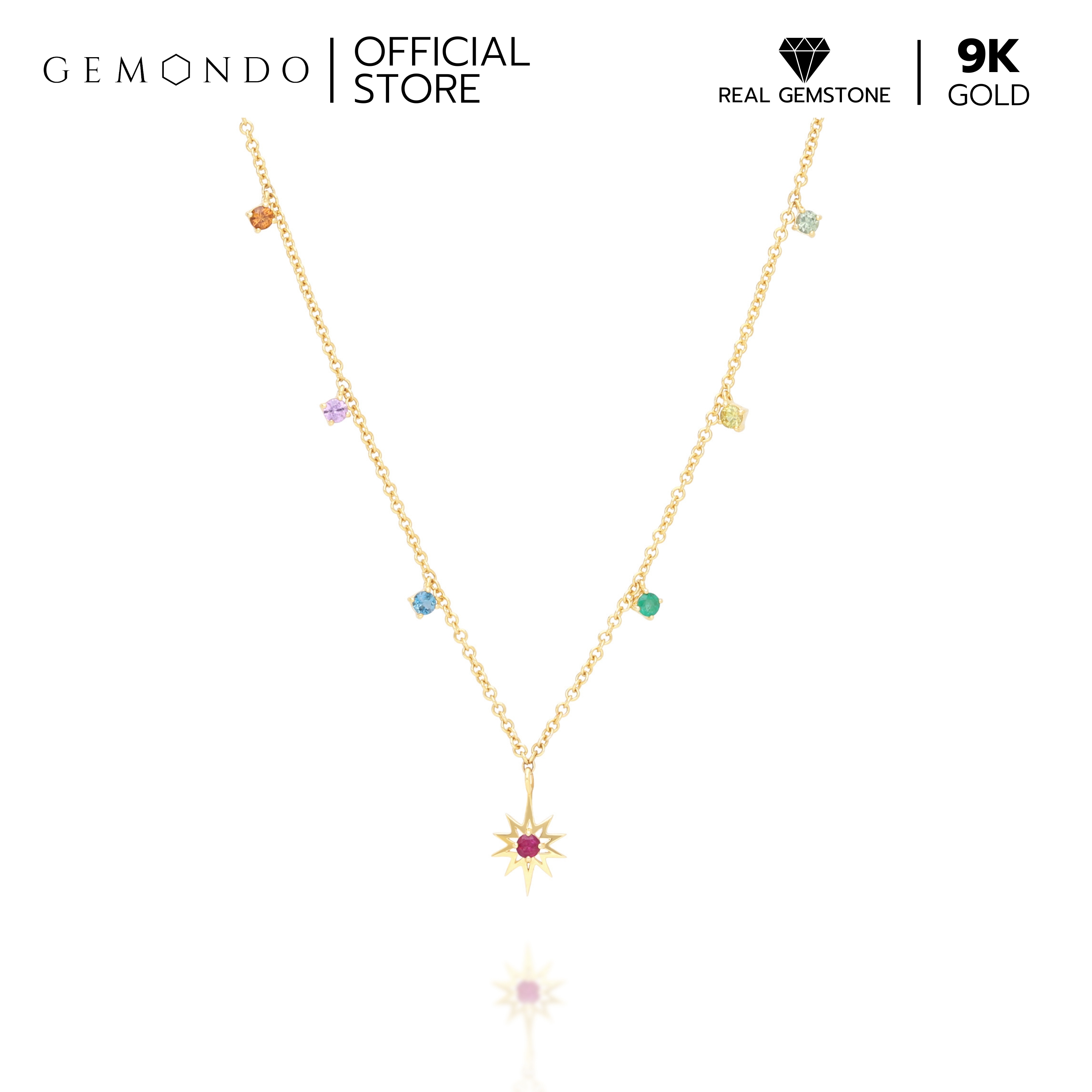 Gemondo 9K Yellow Gold Lucky Symbol Ruby Star Charm Pendant with Chain Necklace ราคา 13,050 บาท*ส่งฟรี