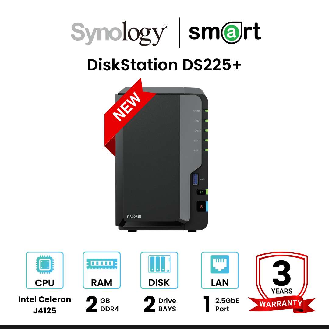 Synology Diskstation Ds225+ 2-Bay Nas ราคา 13,950 บาท*ส่งฟรี