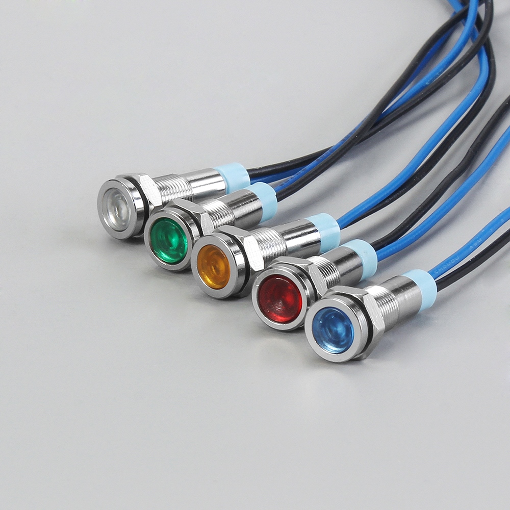 Yellow 3-9V 8mm LED Metal Indicator Light - DarkOct02