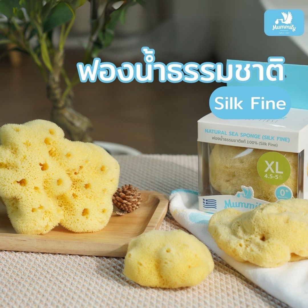 Mummily Silk Fine Sponge, 100% Pure Natural Sponge, Baby Bath Sponge ราคา 383 บาท*ส่งฟรี