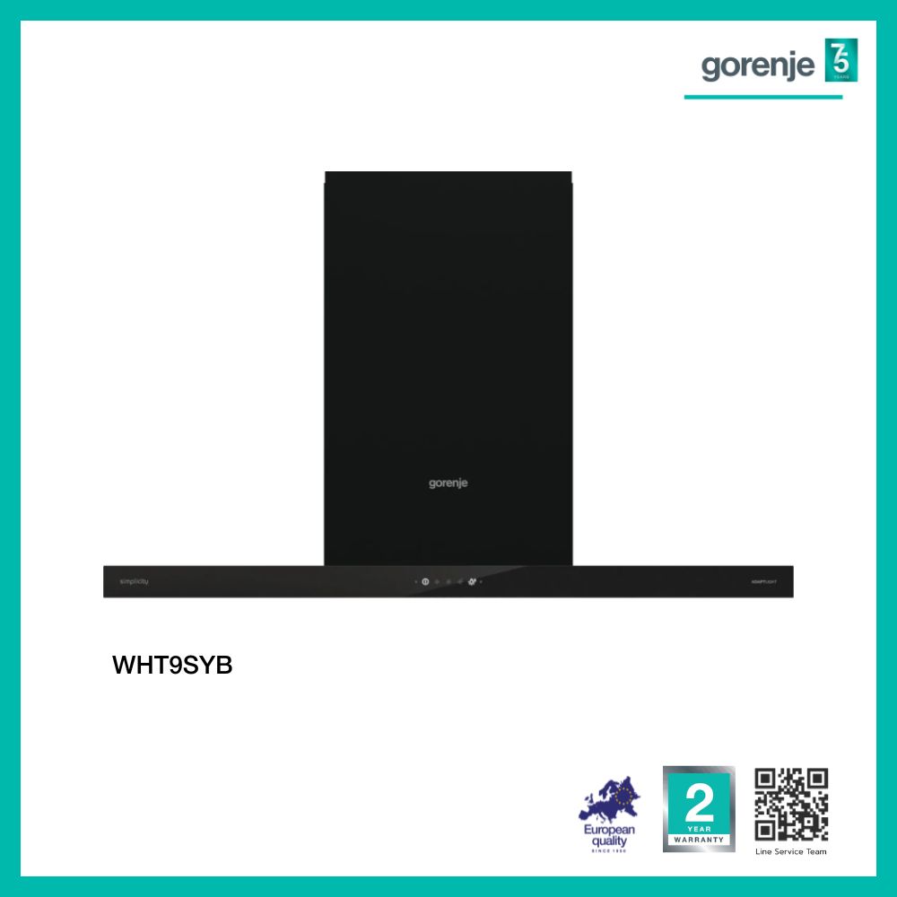 Hood Wall Mounted Black - High Air Extraction - Digital Touch - 90 cm (Model: WHT9SYB) - Gorenje ราคา 17,900 บาท*ส่งฟรี