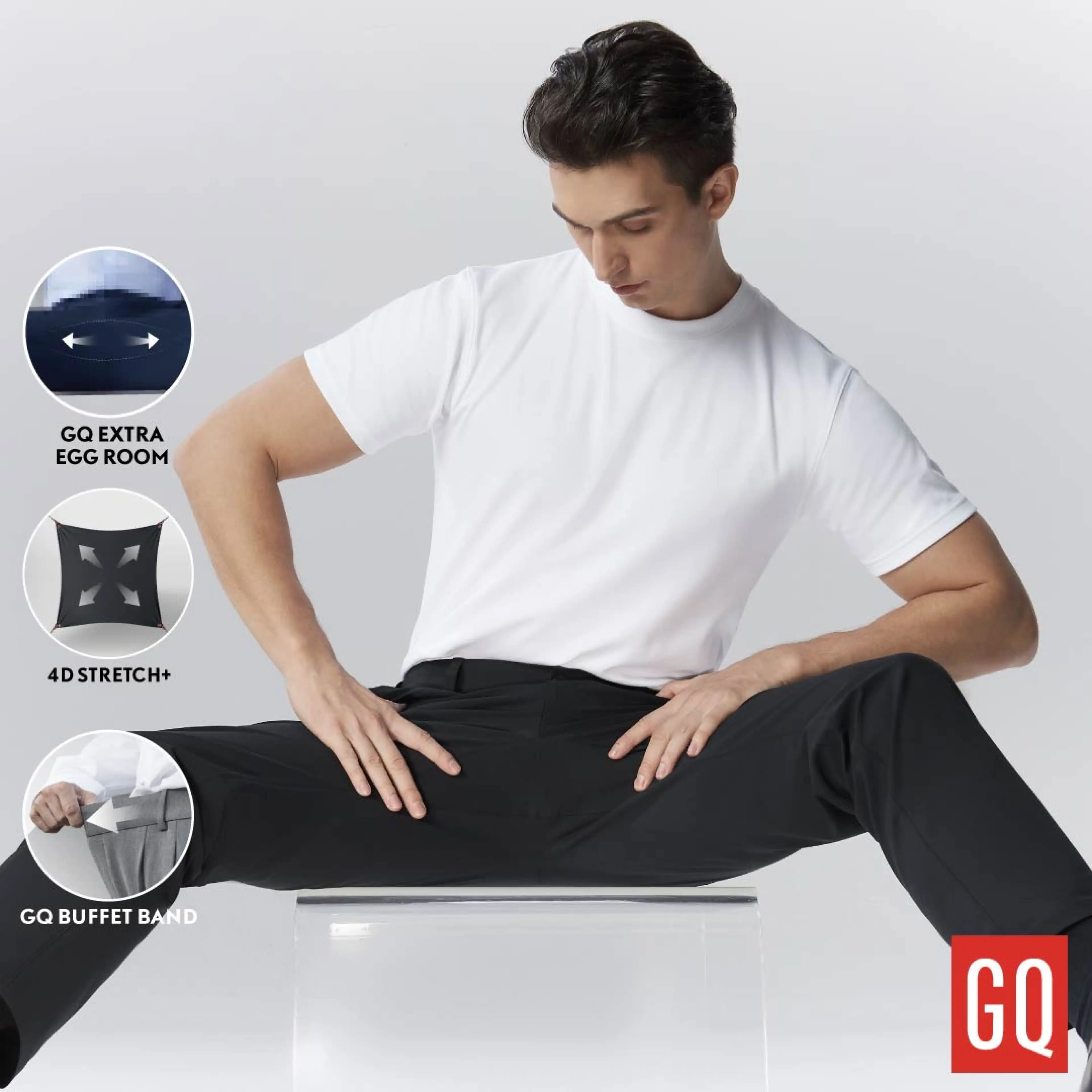 [Buy 2, Get Reduced to 2,990.-] Gq Performance Pants ™   Big Crotch Pants, No Pinching, Men's Straight Fit Pants, Black, 3in1, Wear to Work, Travel, or Exercise.
