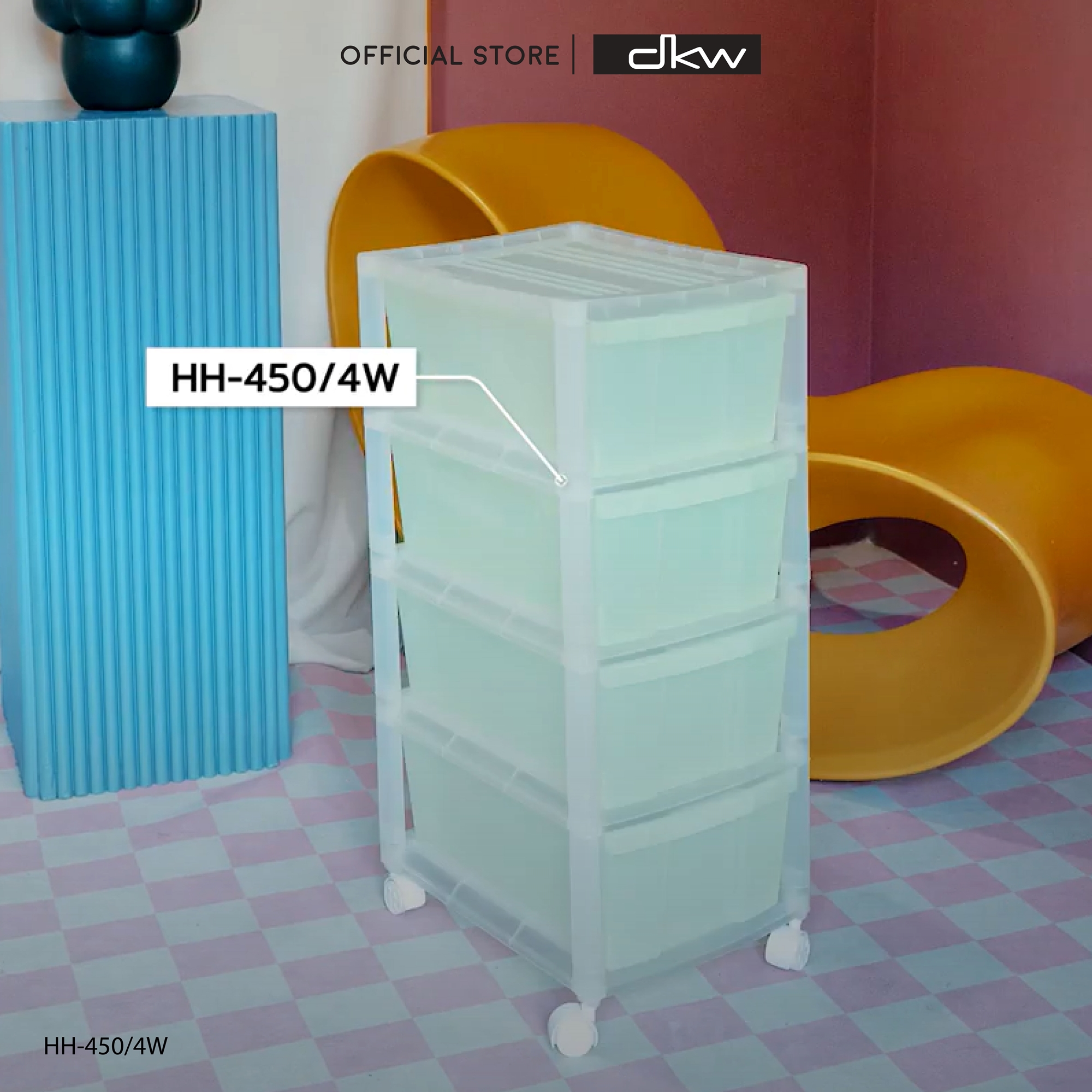 [10.10ลดแรง!] DKW ตู้ลิ้นชักเล็ก มีล้อ (3 และ 4 ชั้น) Plastic Drawers on wheels HH-450/3W-4W ราคา 525 บาท*ส่งฟรี