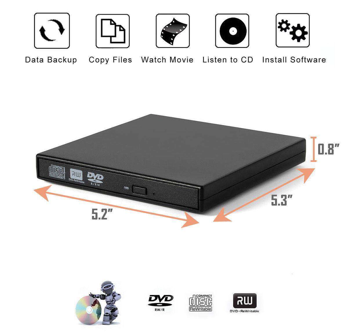 ภาพที่ให้รายละเอียดเกี่ยวกับ EPS เครื่องอ่านแผ่นซีดี DVD เครื่องเล่น DVD Writer External ไม่ต้องลงไดรเวอร์ก็ใช้งานได้เลย CD/DVD-RW ส่งข้อมูลเต็มสปีดด้วย USB 2.0 ได้ External DVD-RW / DVD-Drive