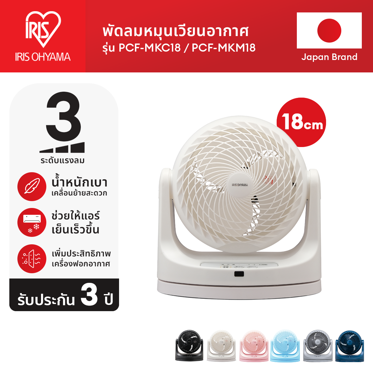[3 Years warranty] พัดลมหมุนเวียนอากาศ พัดลมตั้งโต๊ะ ไอริส โอยามะ IRIS OHYAMA WOOZOO รุ่น PCF-MKM18 และรุ่นใหม่ PCF-MKC18 ราคา 919 บาท*ส่งฟรี