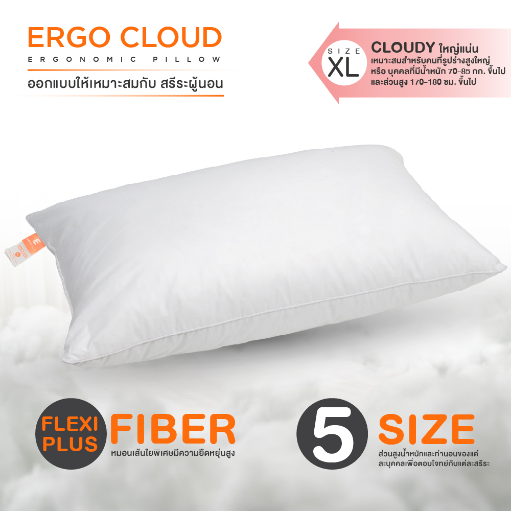 [ฟรี ปลอกหมอน] ERGOTREND ERGO CLOUD ERGONOMIC PILLOW รุ่น ERGO CLOUD-XL ราคา 2,290 บาท*ส่งฟรี
