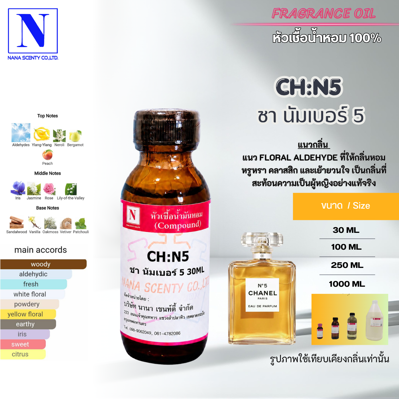 100% Perfume Essence, Tea Scent, Number 5 (Ch:N5) ราคา 115 บาท*ส่งฟรี