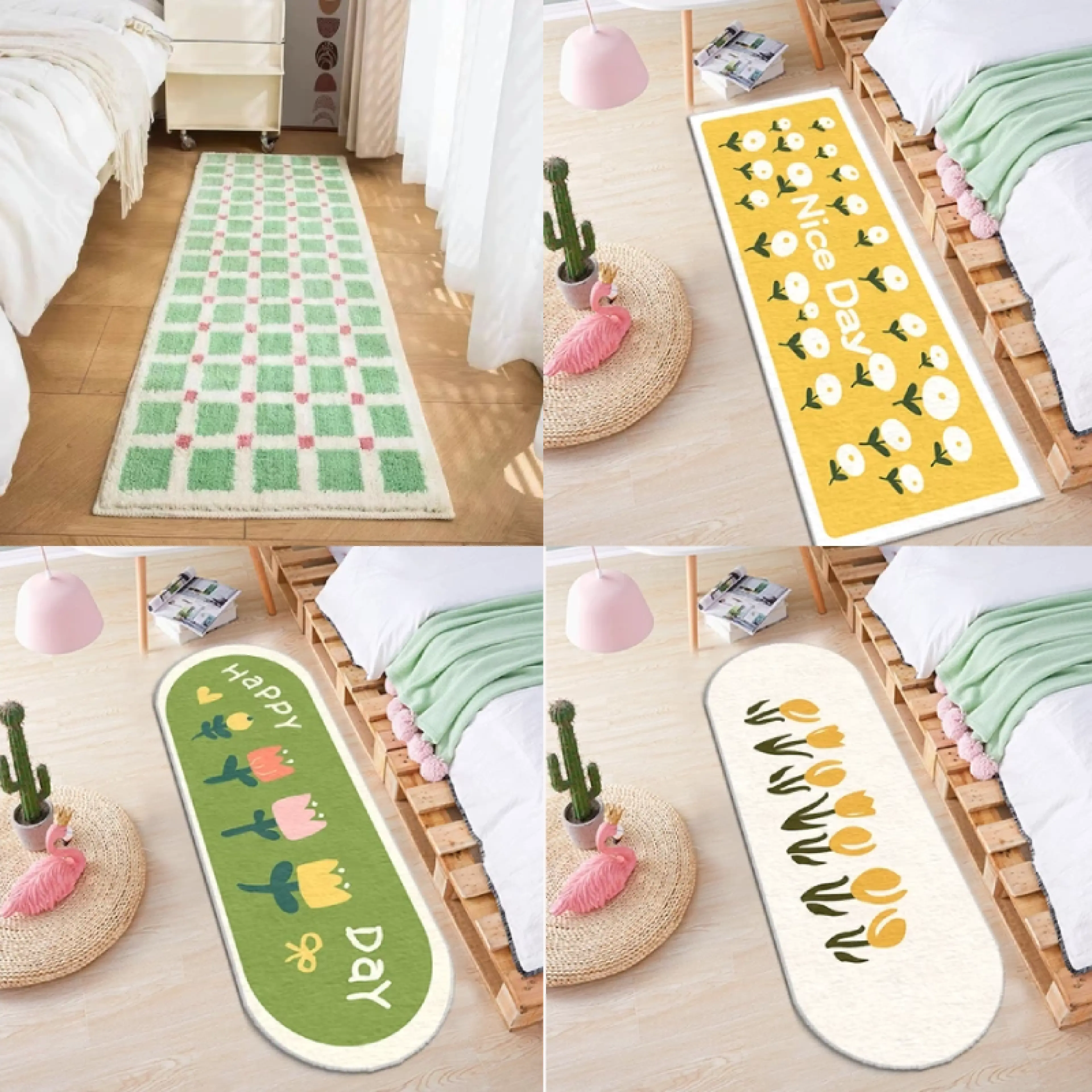พรมยาว40X120cm พรมห้องนอน พรมเช็ดเท้า พรมแต่งห้อง แต่งบ้าน ซักเครื่องได้ มีกันลื่น สีสันสดใส ตกแต่งบ้าน