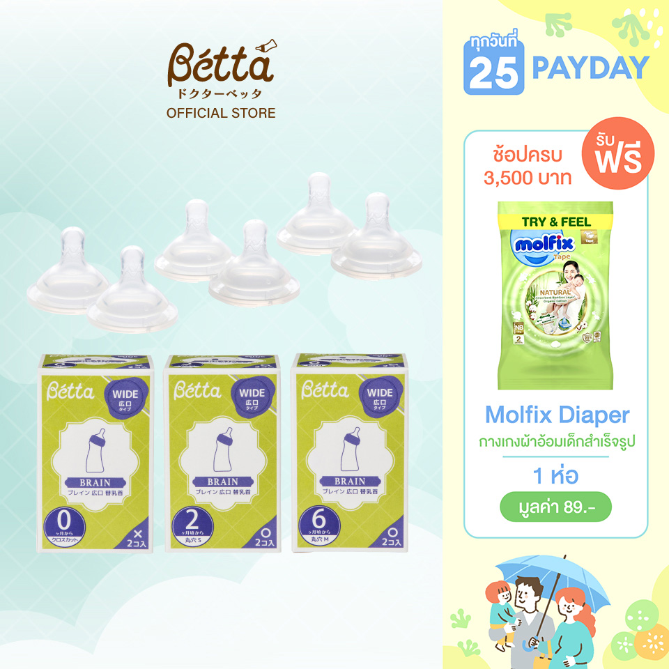 Dr.Betta Replacement Nipple set for Wide Neck (จุกนมสำหรับขวดนมคอกว้าง) ราคา 670 บาท*ส่งฟรี