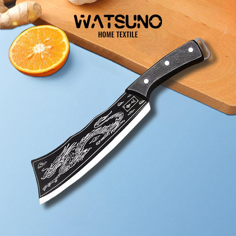 ใหญ่ ชุดมีดปัอมซองหน้ สับกระดูก มีดทำครัว คมกริบ เหล็กดี อีโต้ ใช้งานครัว พร้อมซองหนังpu พร้อมซอง สันหนา7mm. ทำอาหาร